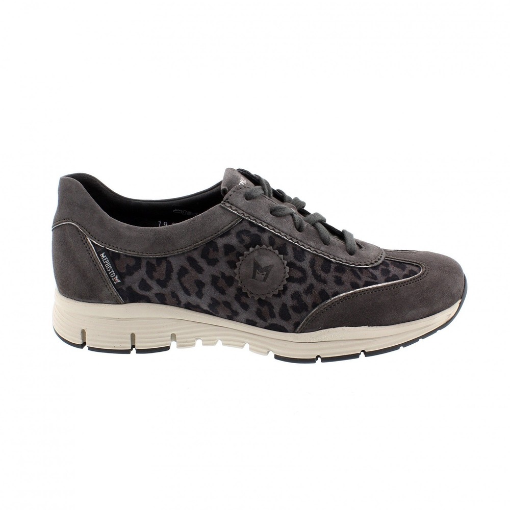 Mephisto Runoff Womens Grey Leopard Suede Leather Sneakers Air-Jet Shoes 10